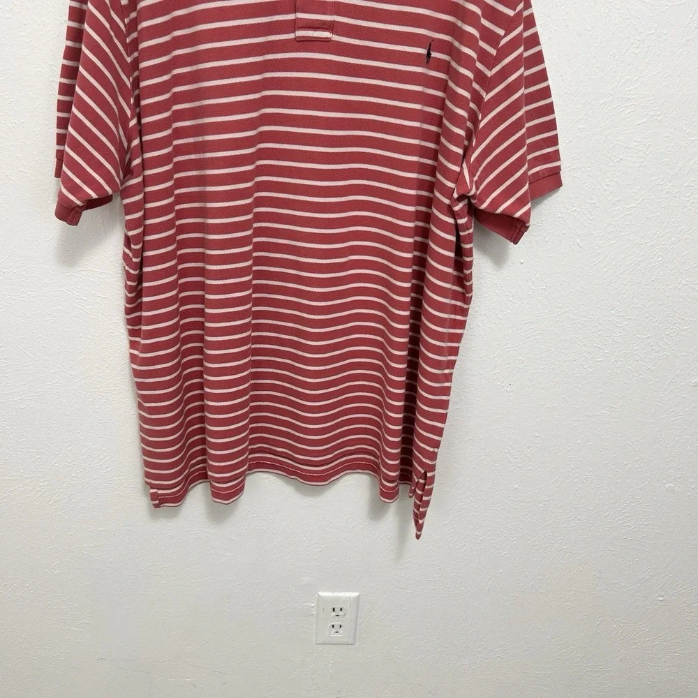 VTG Polo Ralph Lauren Shirt Men's‎ Short Sleeve Pink White Striped Sz 4XB Preppy
